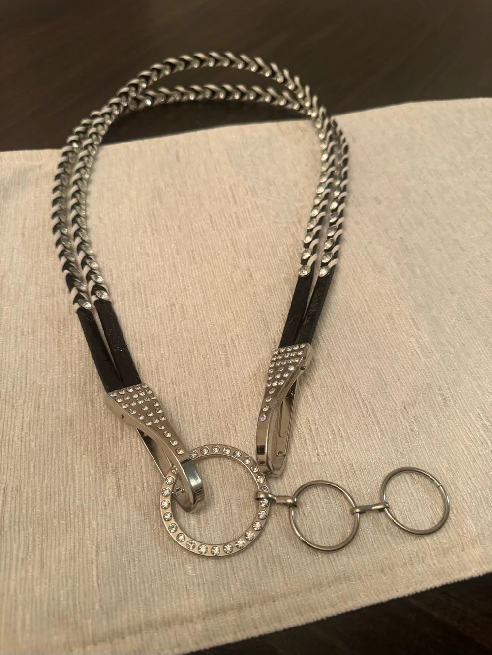 Men’s Silver-Tone Decorative Chain Necklace with Ring Pendant